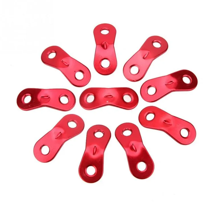 10 PCS Outdoor Camping Aluminum Alloy Cord Runners Rope Tensioners Tent Guy Line Rope Tensioners(Red)