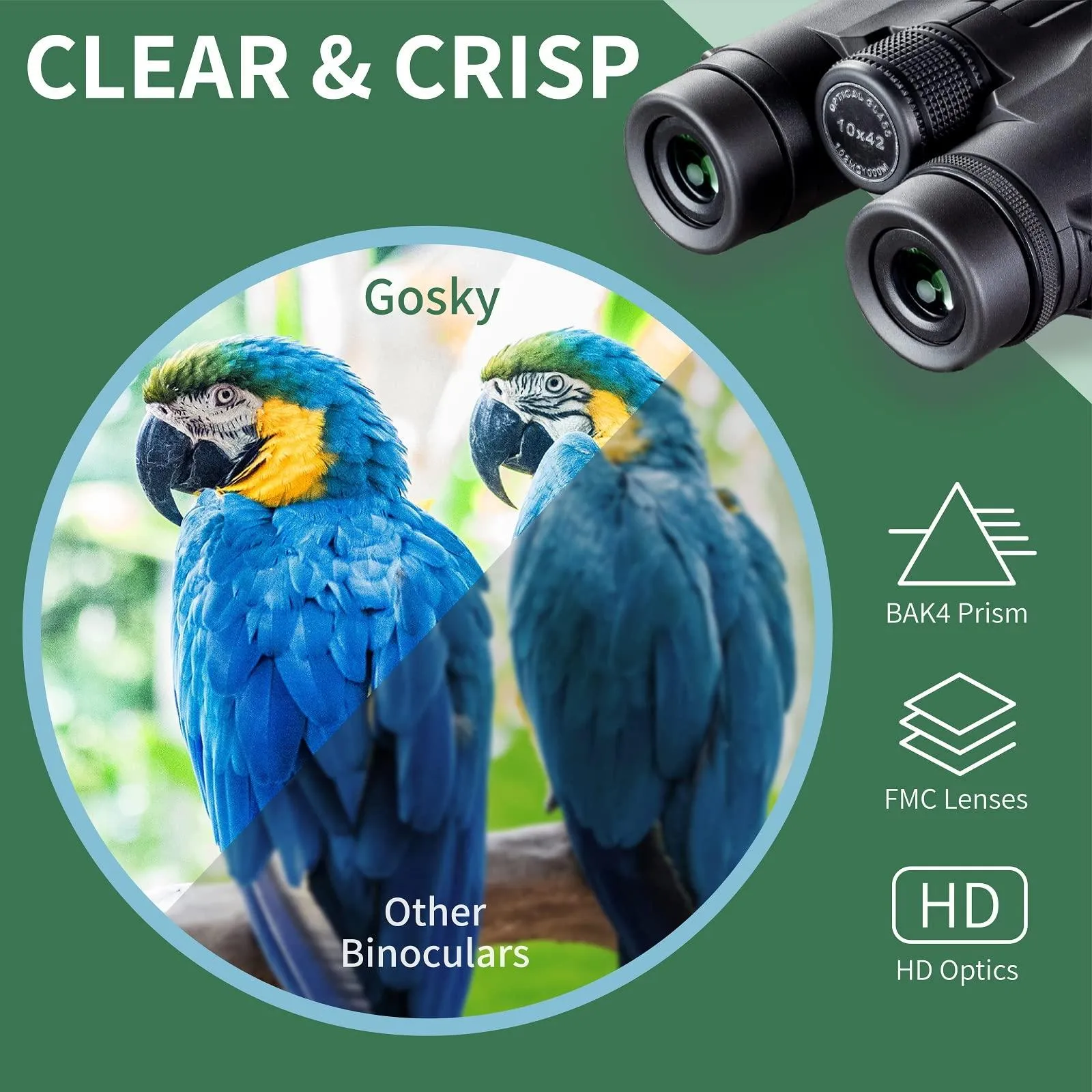 10x42 Roof Prism Binoculars HD Professional.