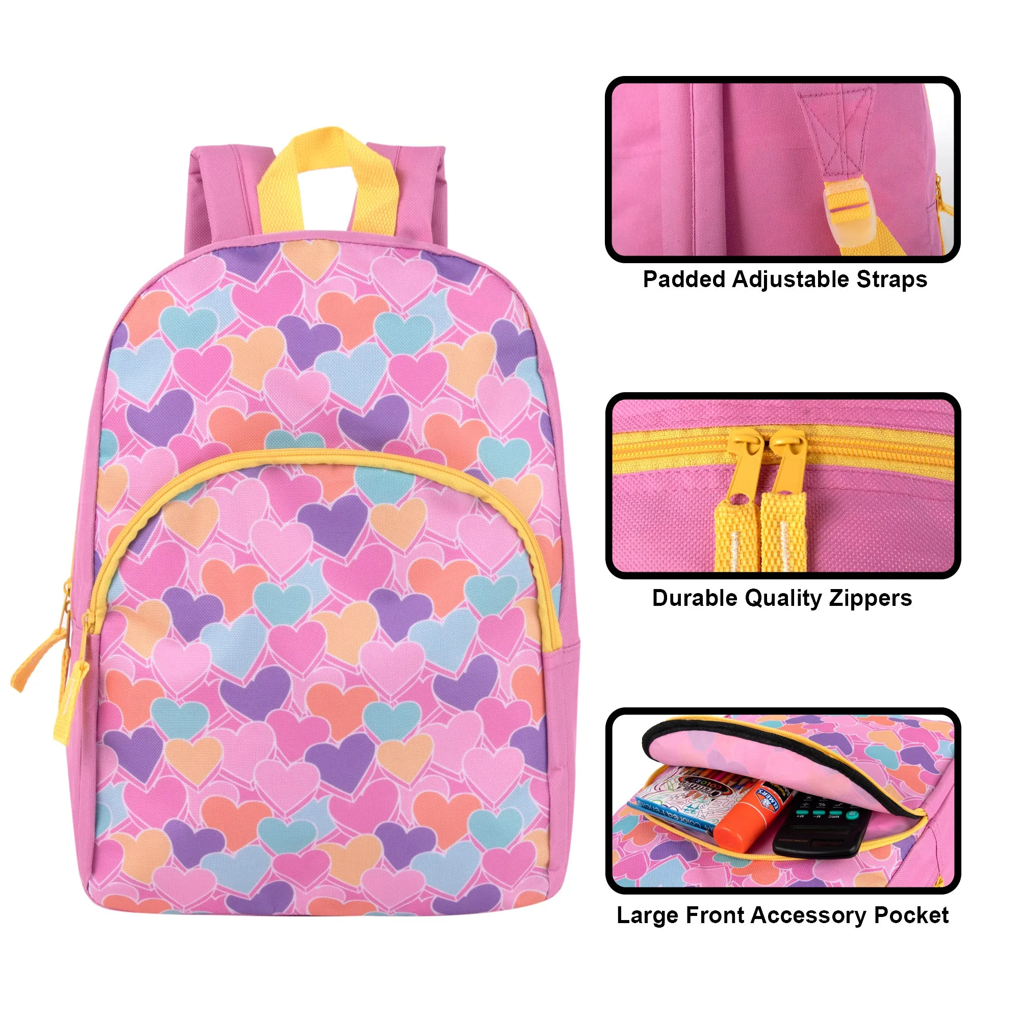 15 Inch Printed Character Backpacks - Girls Assortment