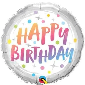 18" Birthday Rainbow Dots Mylar