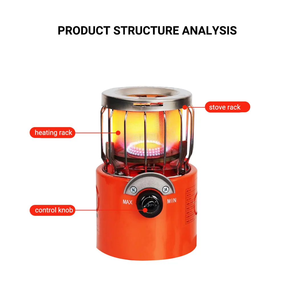 2 in 1 Portable Heater and Stove, Outdoor Camping Gas Stove Camp Tent Heater