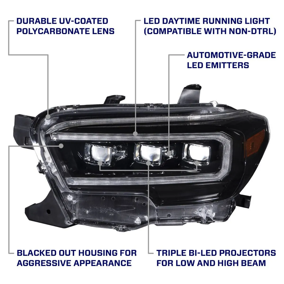 2016-2023 Toyota Tacoma Sequential LED Projector Headlights (Pair)