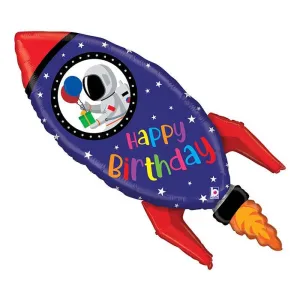 40" Happy Birthday Space Rocket Balloon