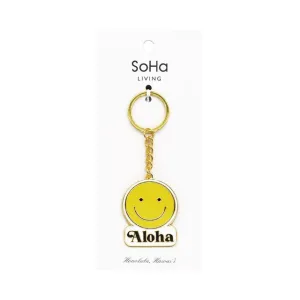 Aloha Smiley Enamel Keychain