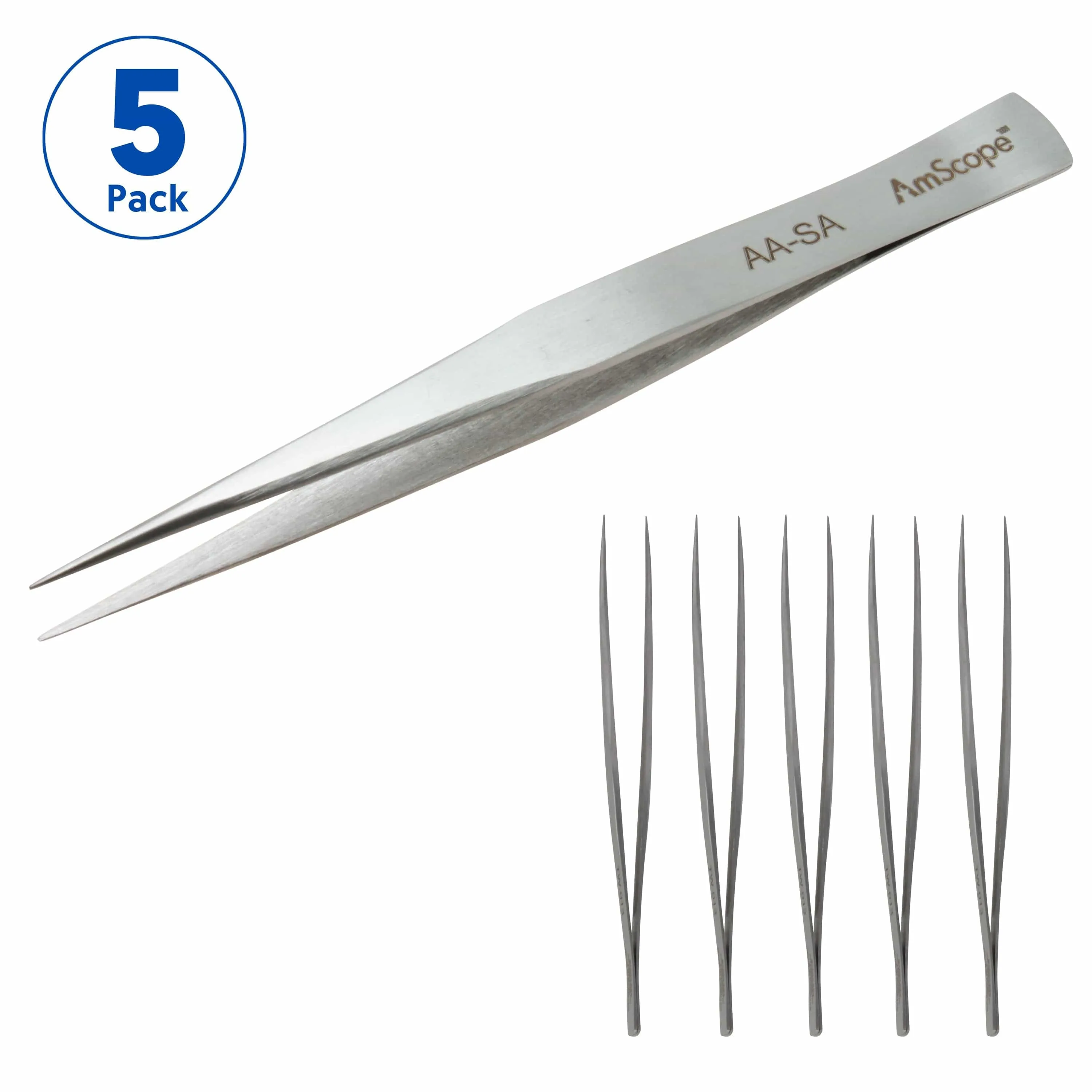 AmScope High Precision 5-inch Straight Precise Tip Tweezers