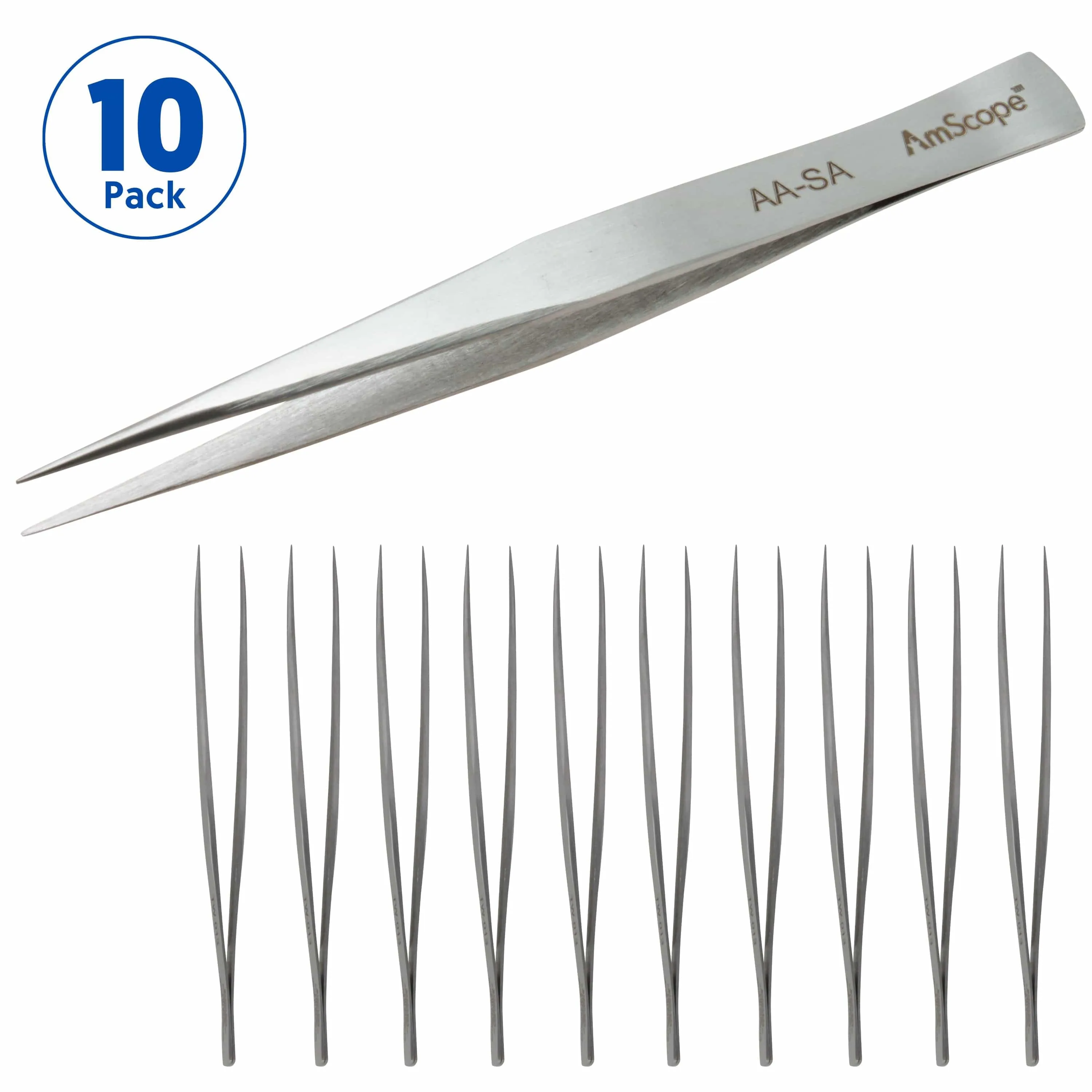 AmScope High Precision 5-inch Straight Precise Tip Tweezers