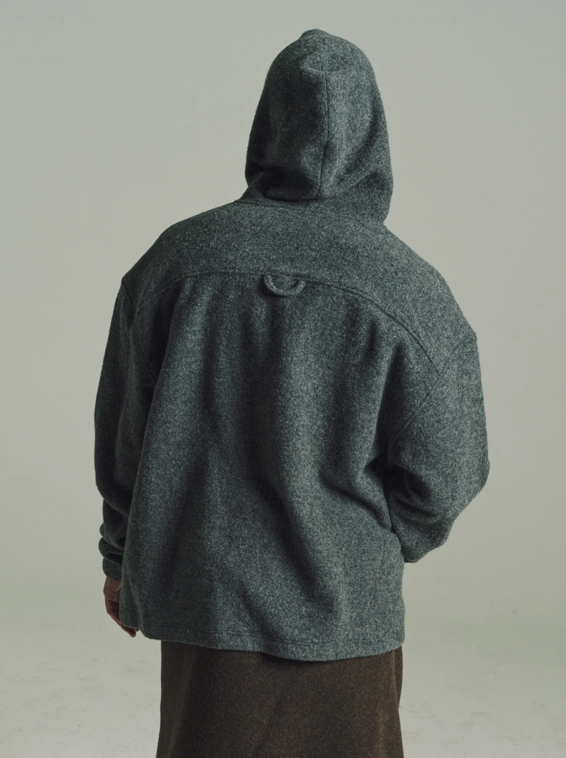 Anthracite Wool Natural Fleece Hoodie