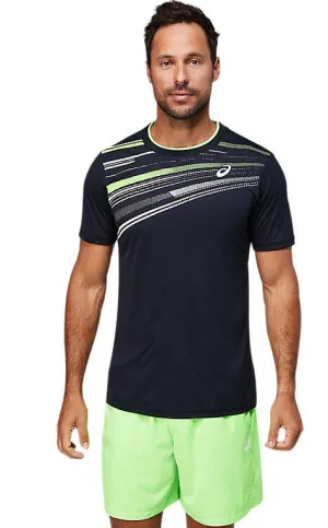 Asics Men's Court Graphic SS Top Black/Green T-Shirt 2041A172-001