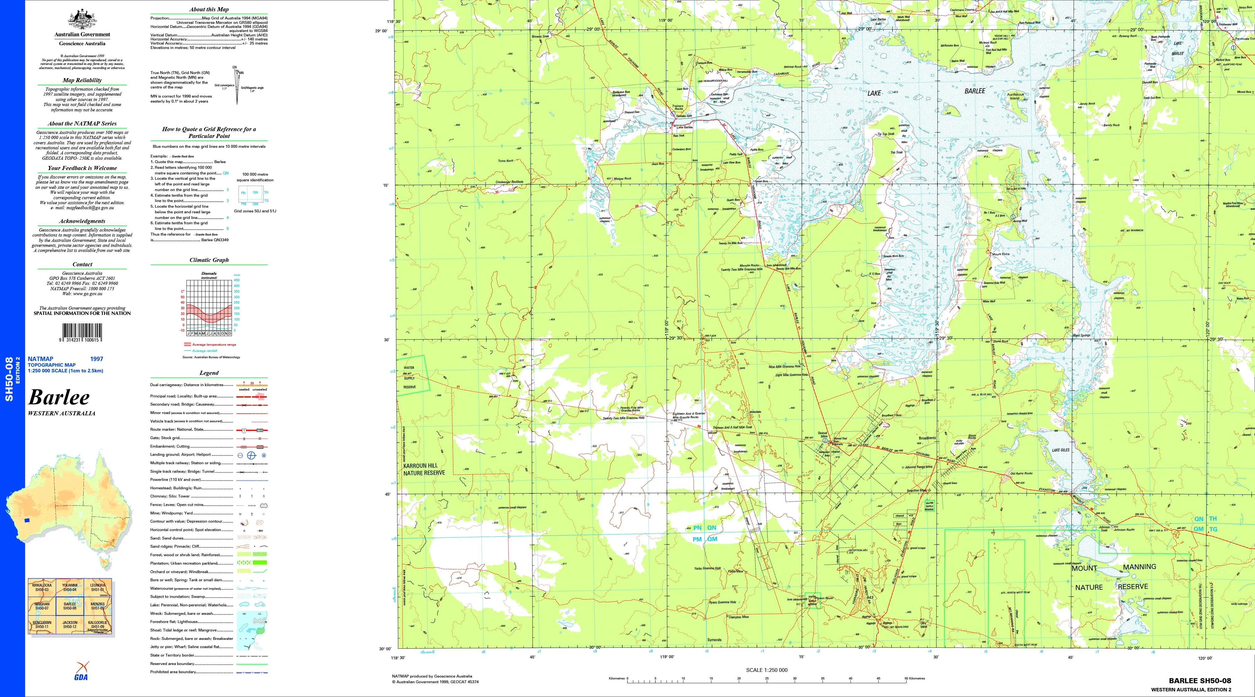 Barlee SH50-08 Topographic Map 1:250k