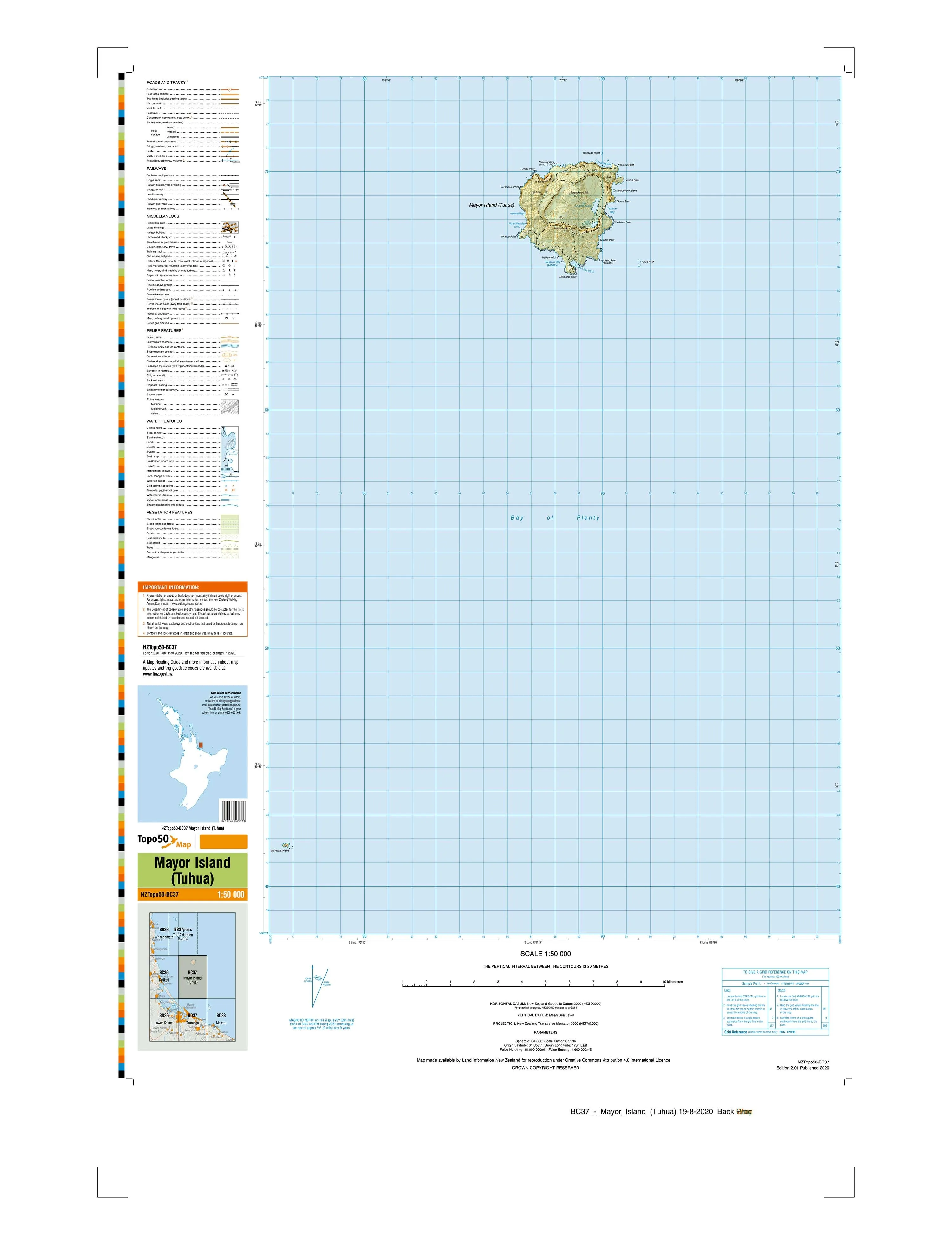 BC37 - Mayor Island (Tuhua) Topo50 map