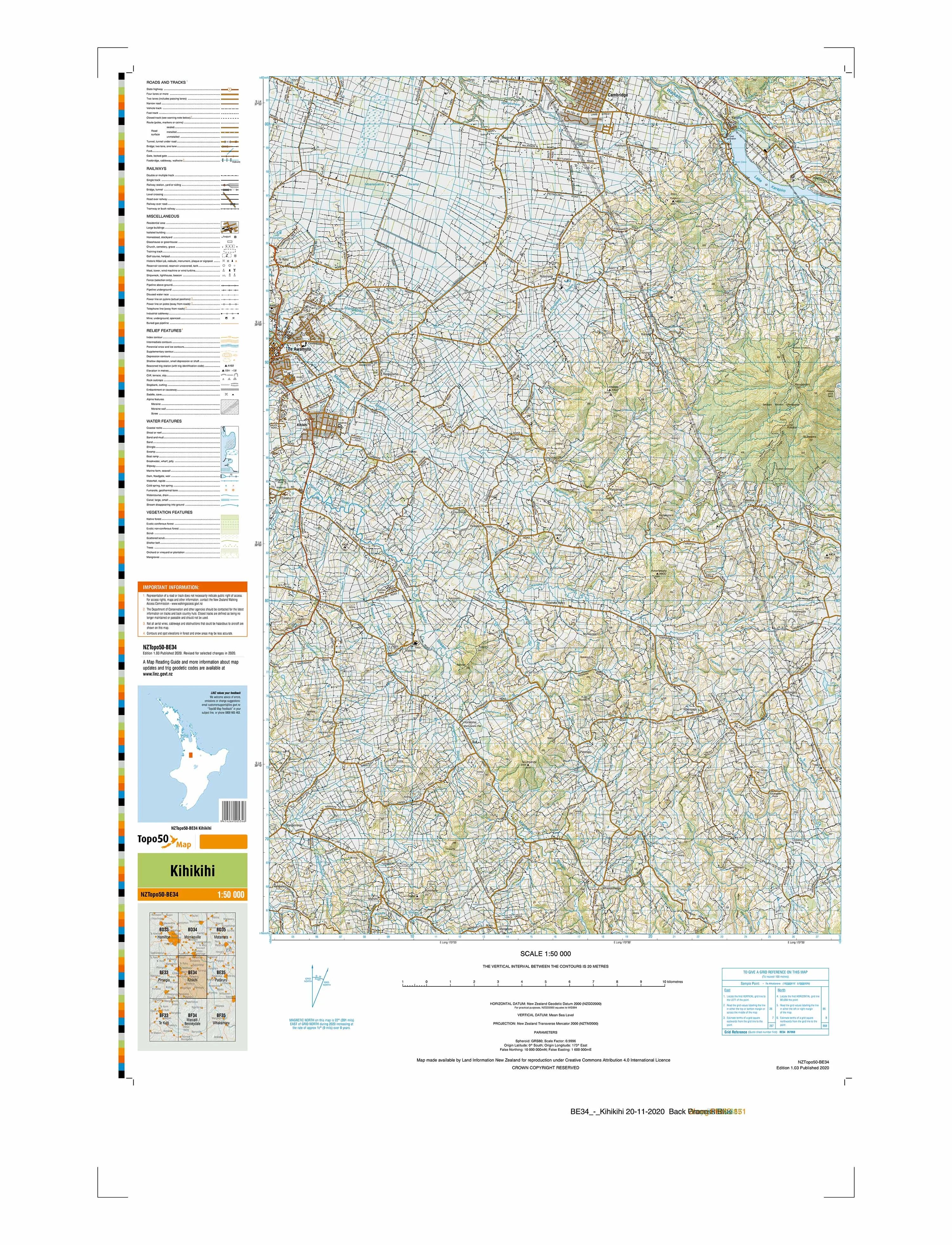 BE34 - Kihikihi Topo50 map