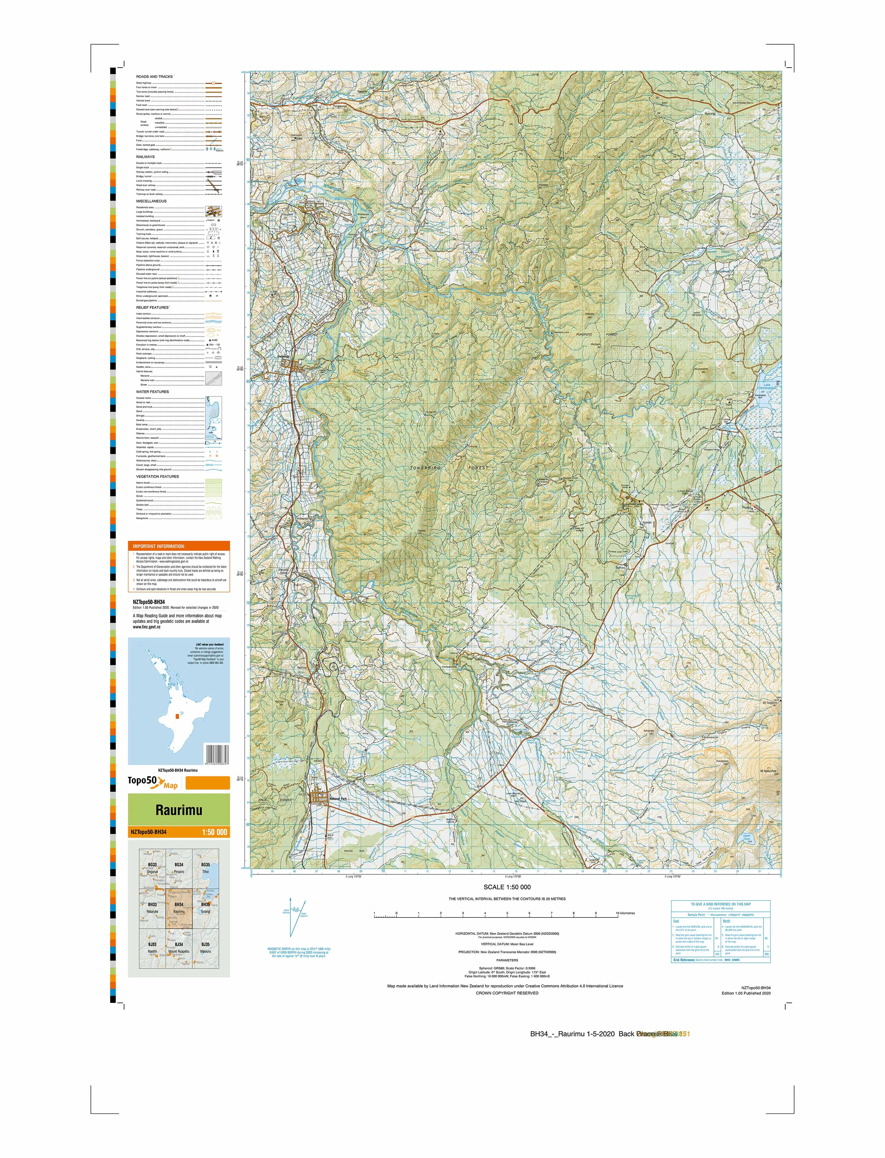 BH34 - Raurimu Topo50 map