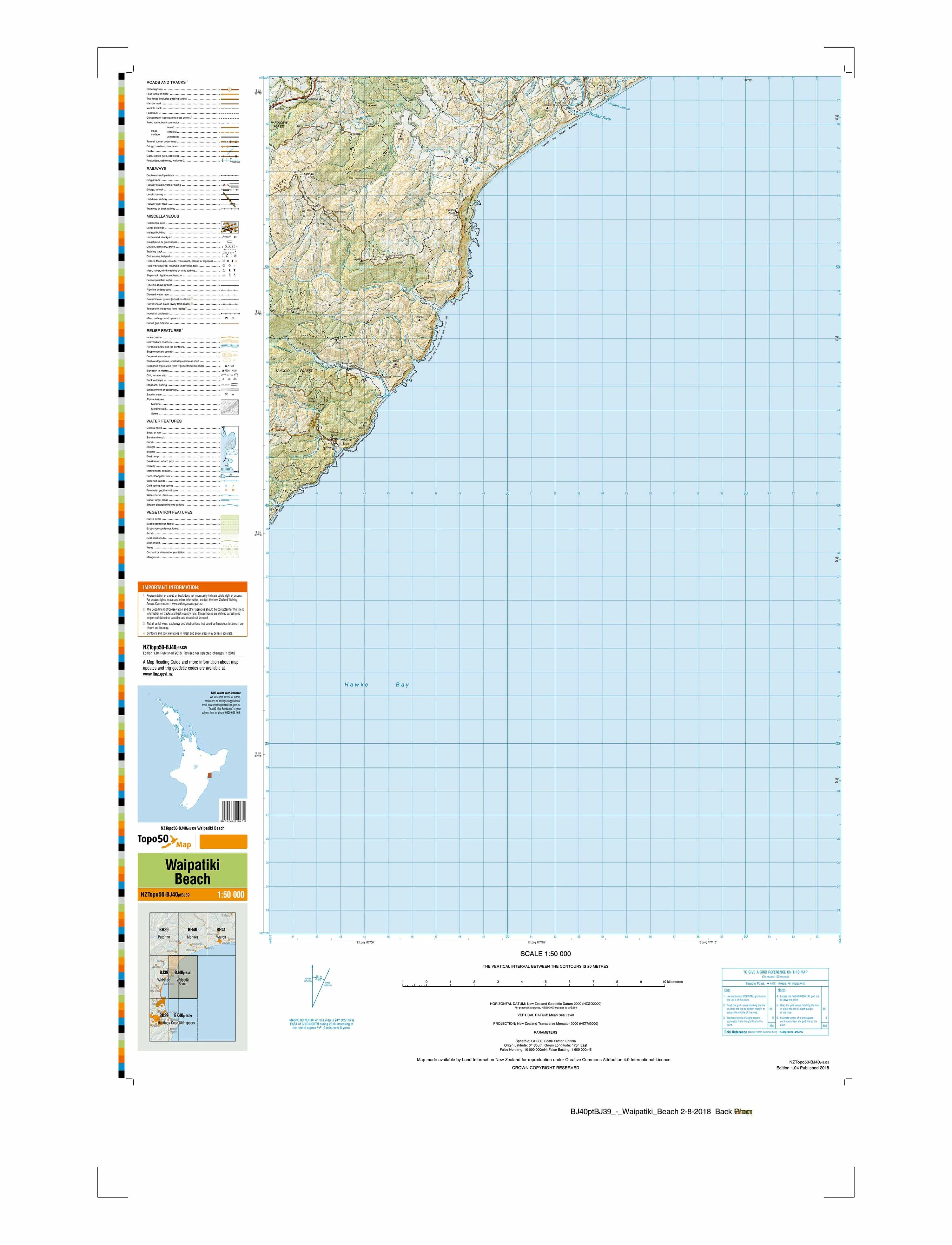 BJ40ptBJ39 - Waipatiki Beach Topo50 map