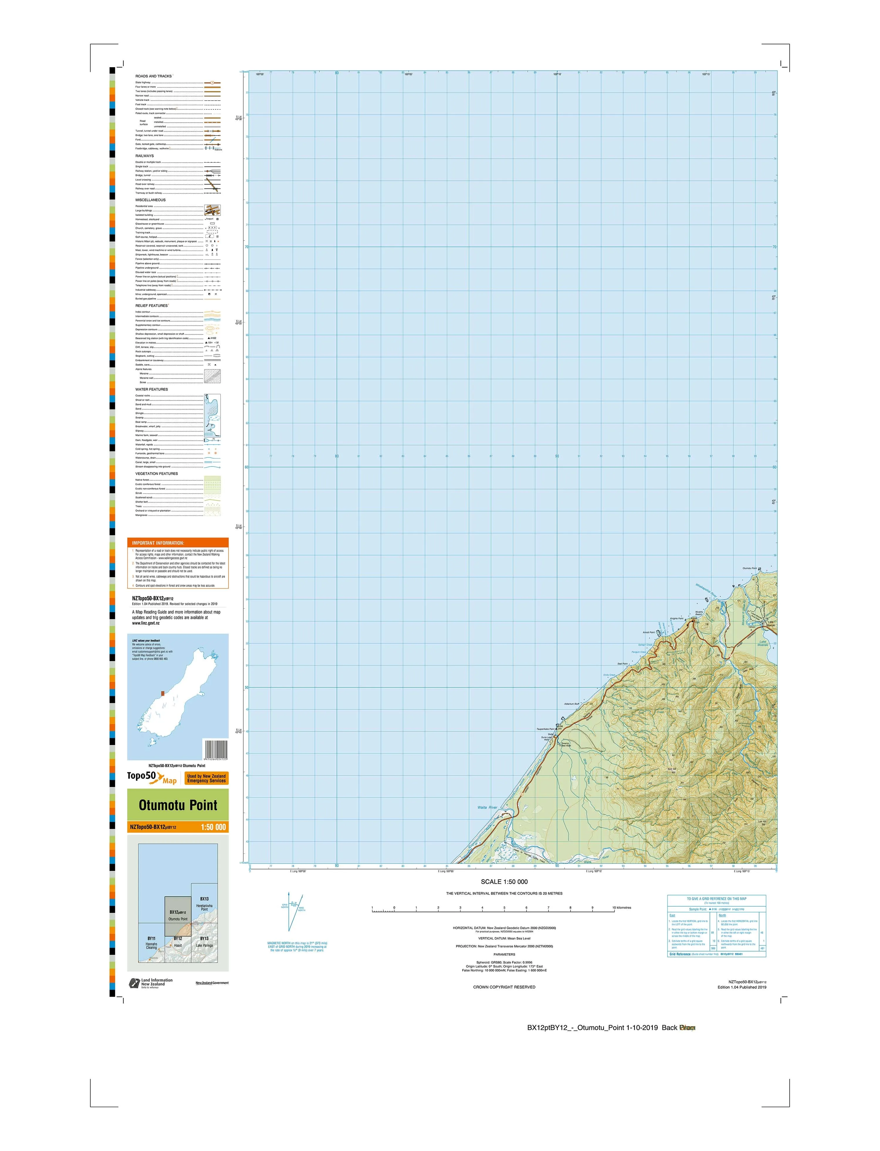 BX12ptBY12 - Otumotu Point Topo50 map