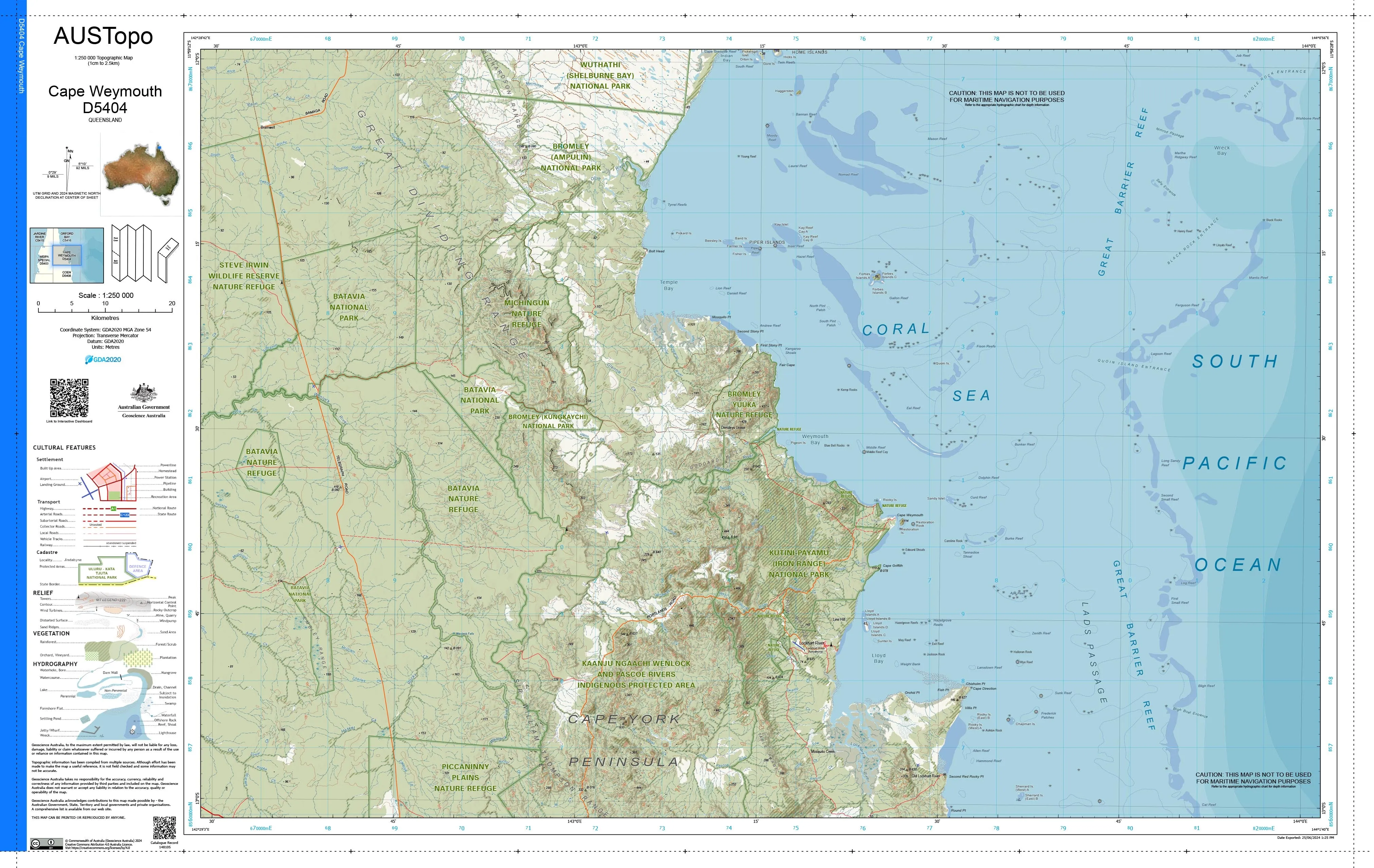 Cape Weymouth D5404 AUSTopo 1:250,000 Map