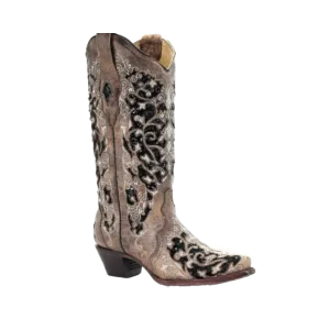 Corral Boots Women's Ashley Brown Floral and Sequin Boot