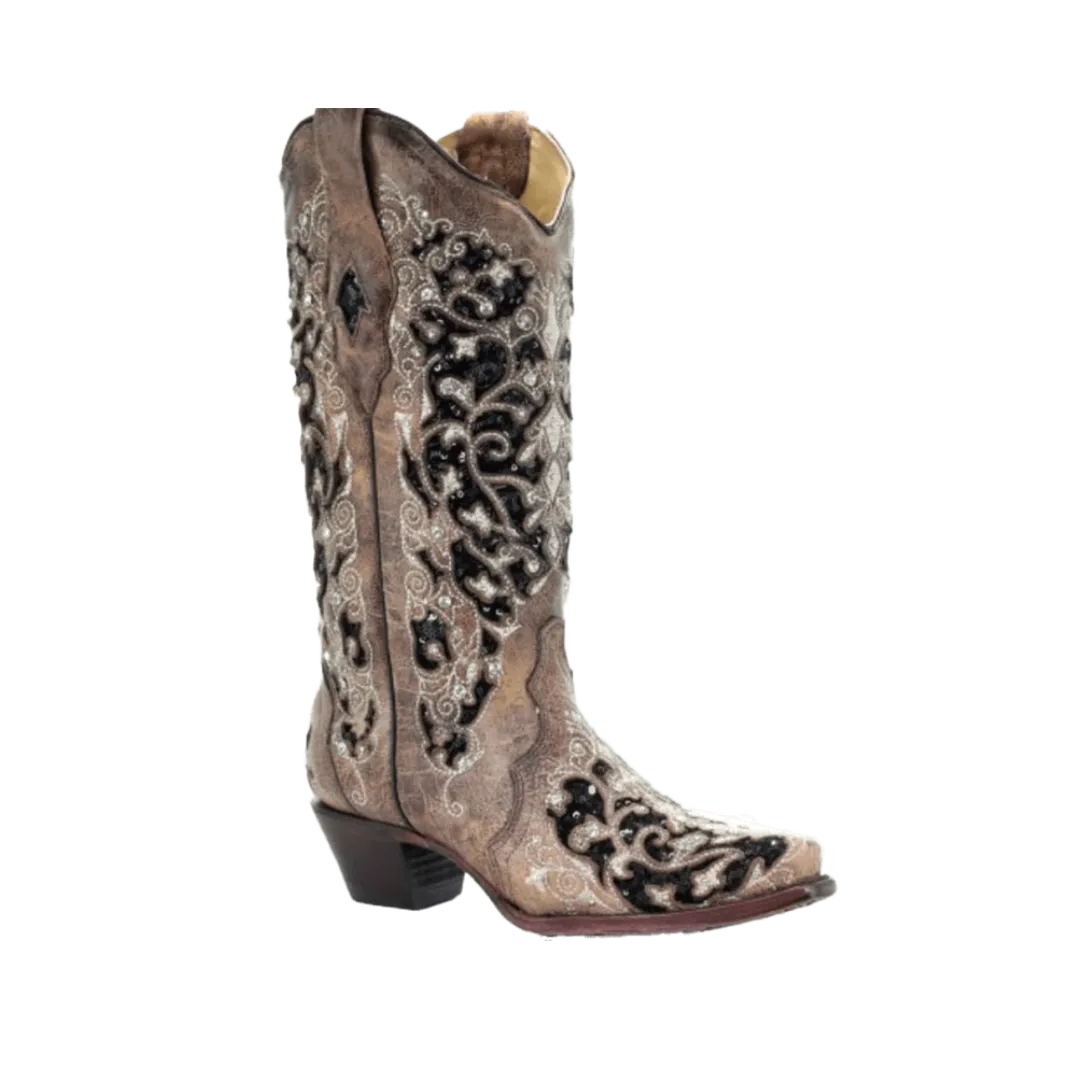 Corral Boots Women's Ashley Brown Floral and Sequin Boot