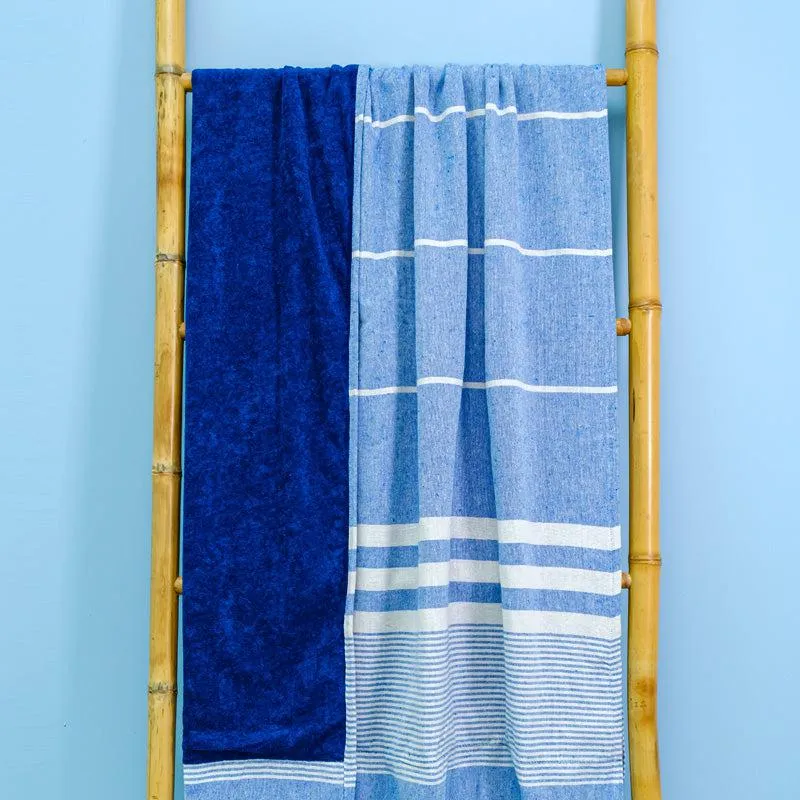 Cotton Bay Multi Stripe Backed Fouta - Royal Blue