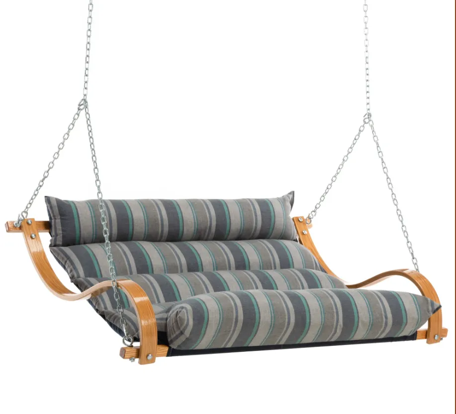 Curved Oak Double Deluxe Sunbrella Cushion Swing - Trusted Coast