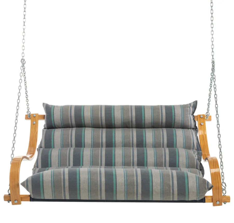 Curved Oak Double Deluxe Sunbrella Cushion Swing - Trusted Coast