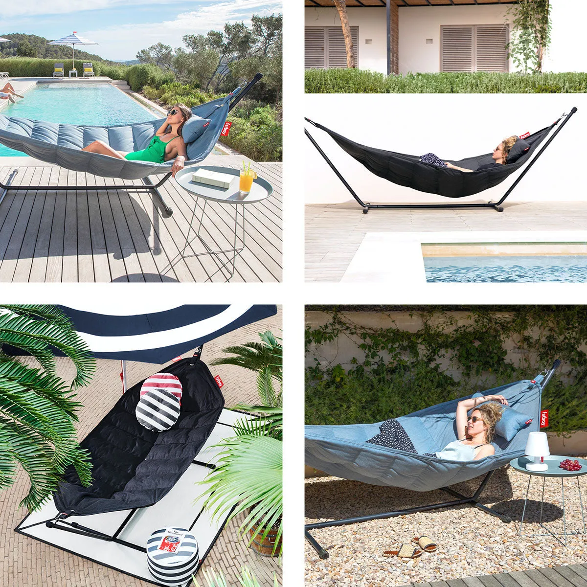 Fatboy Superb Hammock with Pillow and Black Frame (Rock Grey)