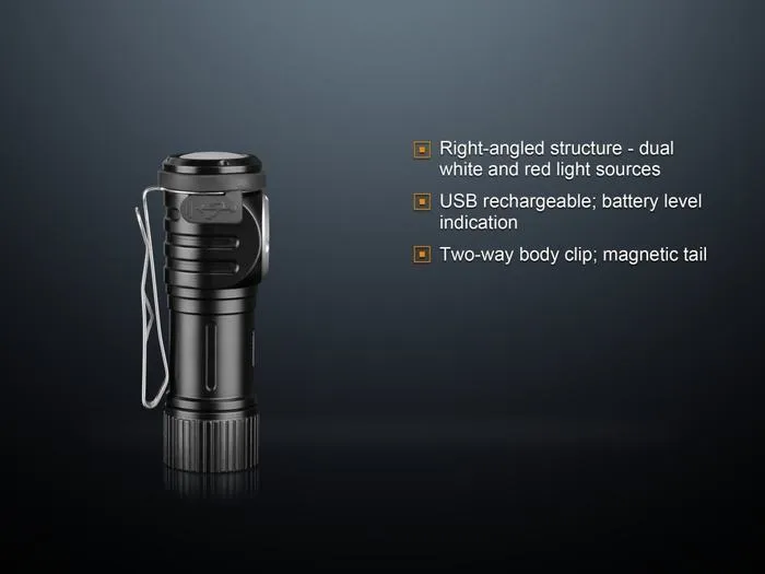 Fenix LD15R 500 Lumen Right-Angled Micro USB Rechargeable Flashlight Cree XP-G3 white LED