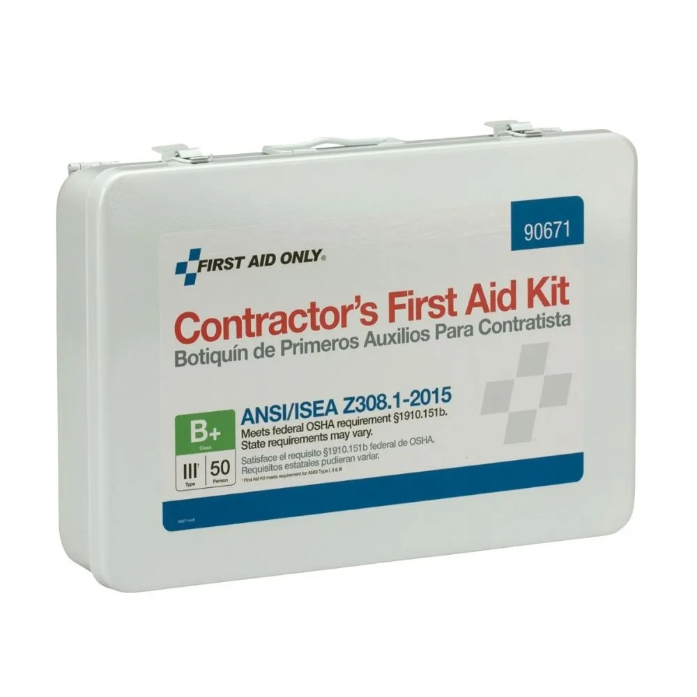 First Aid Only 90671 50 Person Contractor ANSI B  First Aid Kit, Metal Case