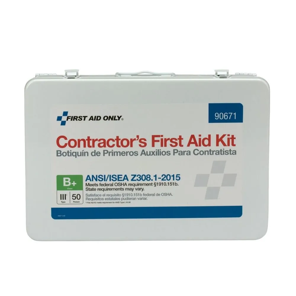 First Aid Only 90671 50 Person Contractor ANSI B  First Aid Kit, Metal Case