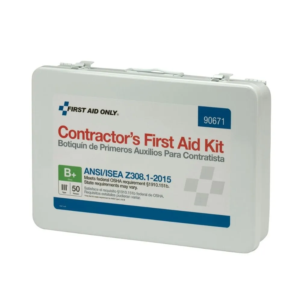 First Aid Only 90671 50 Person Contractor ANSI B  First Aid Kit, Metal Case