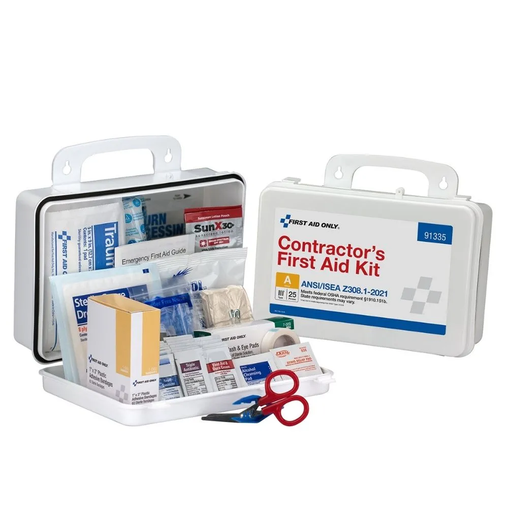 First Aid Only 91335 25 Person Contractor 2021 ANSI Plastic First Aid Kit