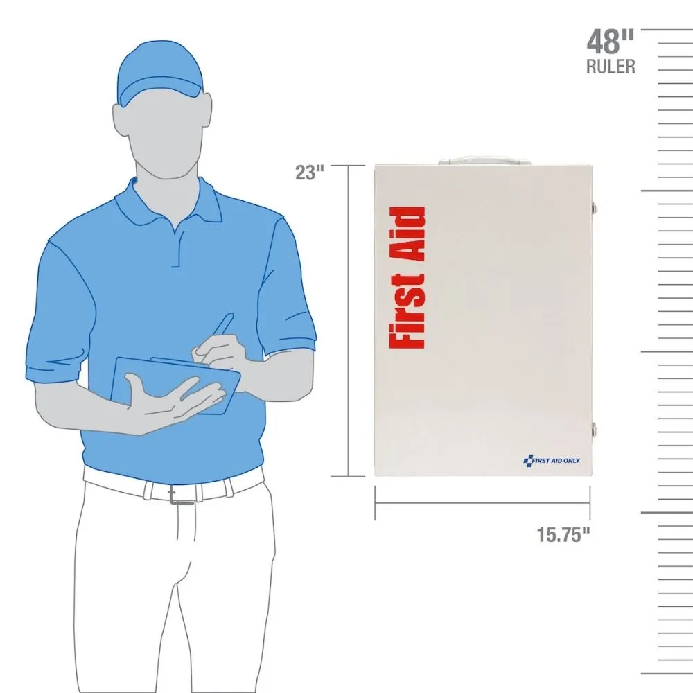 First Aid Only 91341 5 Shelf First Aid 2021 ANSI B  Metal Cabinet, with Meds