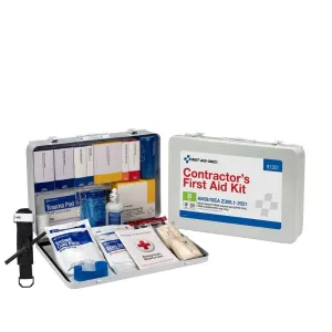 First Aid Only 91351 50 Person Contractor 2021 ANSI B  First Aid Kit, Metal Case