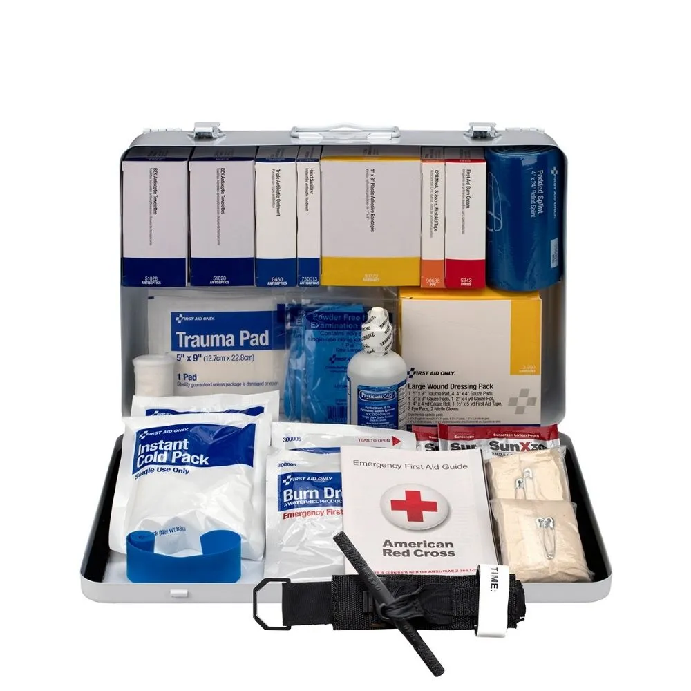 First Aid Only 91351 50 Person Contractor 2021 ANSI B  First Aid Kit, Metal Case