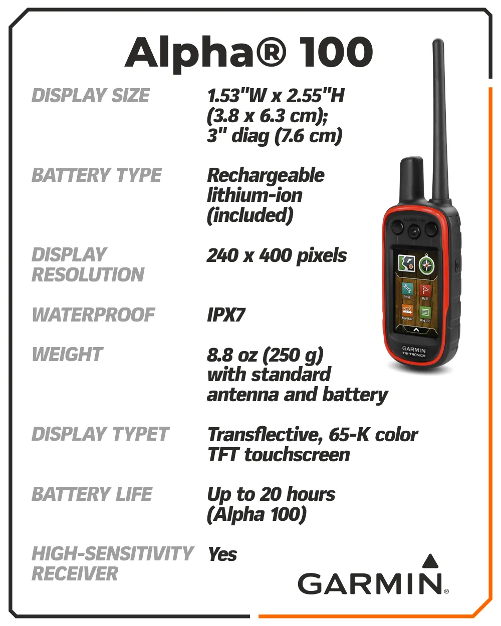 Garmin Alpha 100 Dog Tracking and Training Device with TT 15X Dog Collar