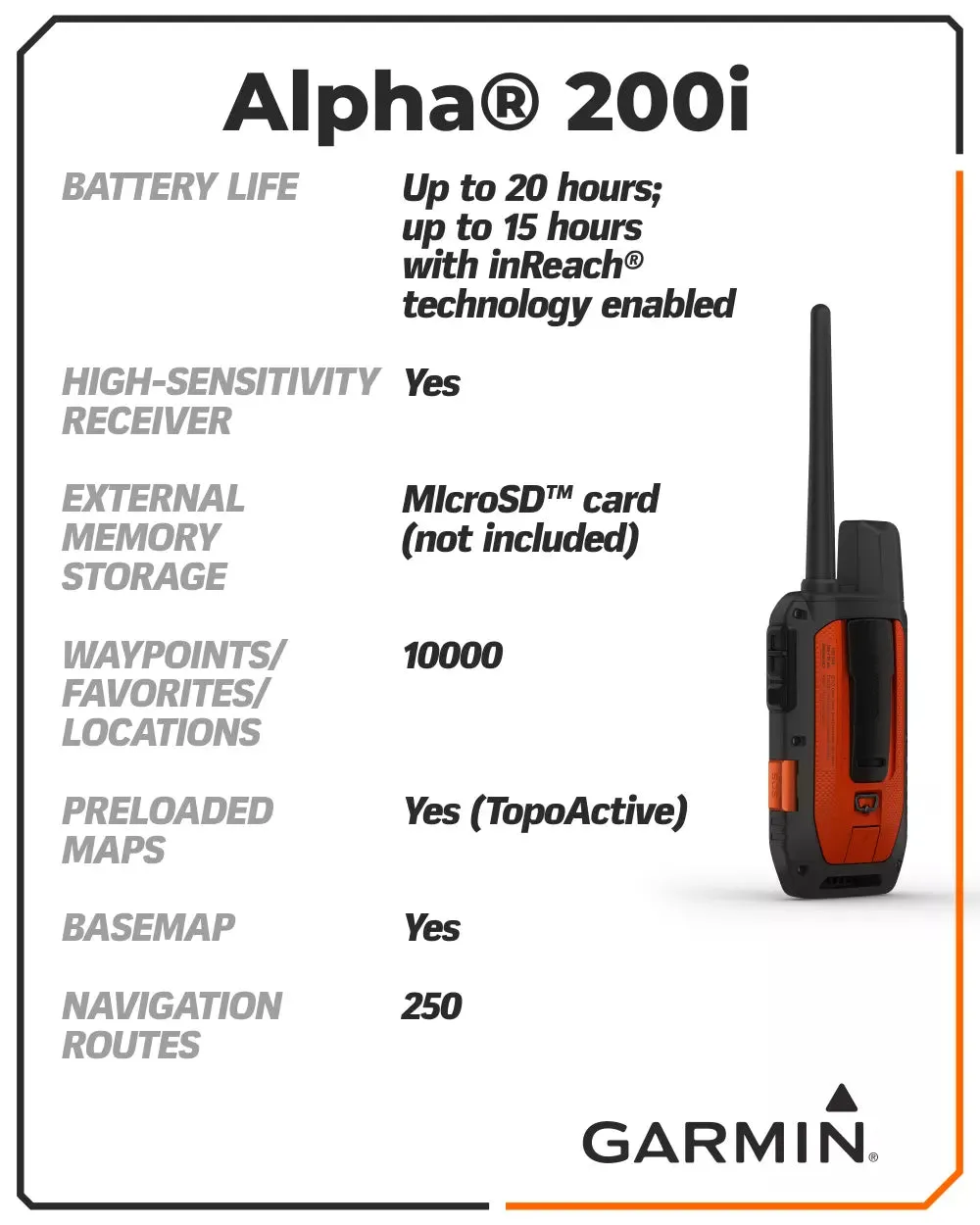 Garmin Alpha 200i Dog Tracking and Training Handheld System (010-02230-50)