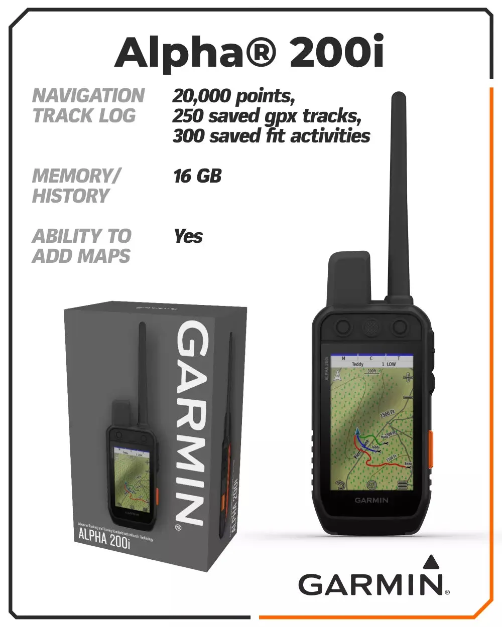 Garmin Alpha 200i Dog Tracking and Training Handheld System (010-02230-50)