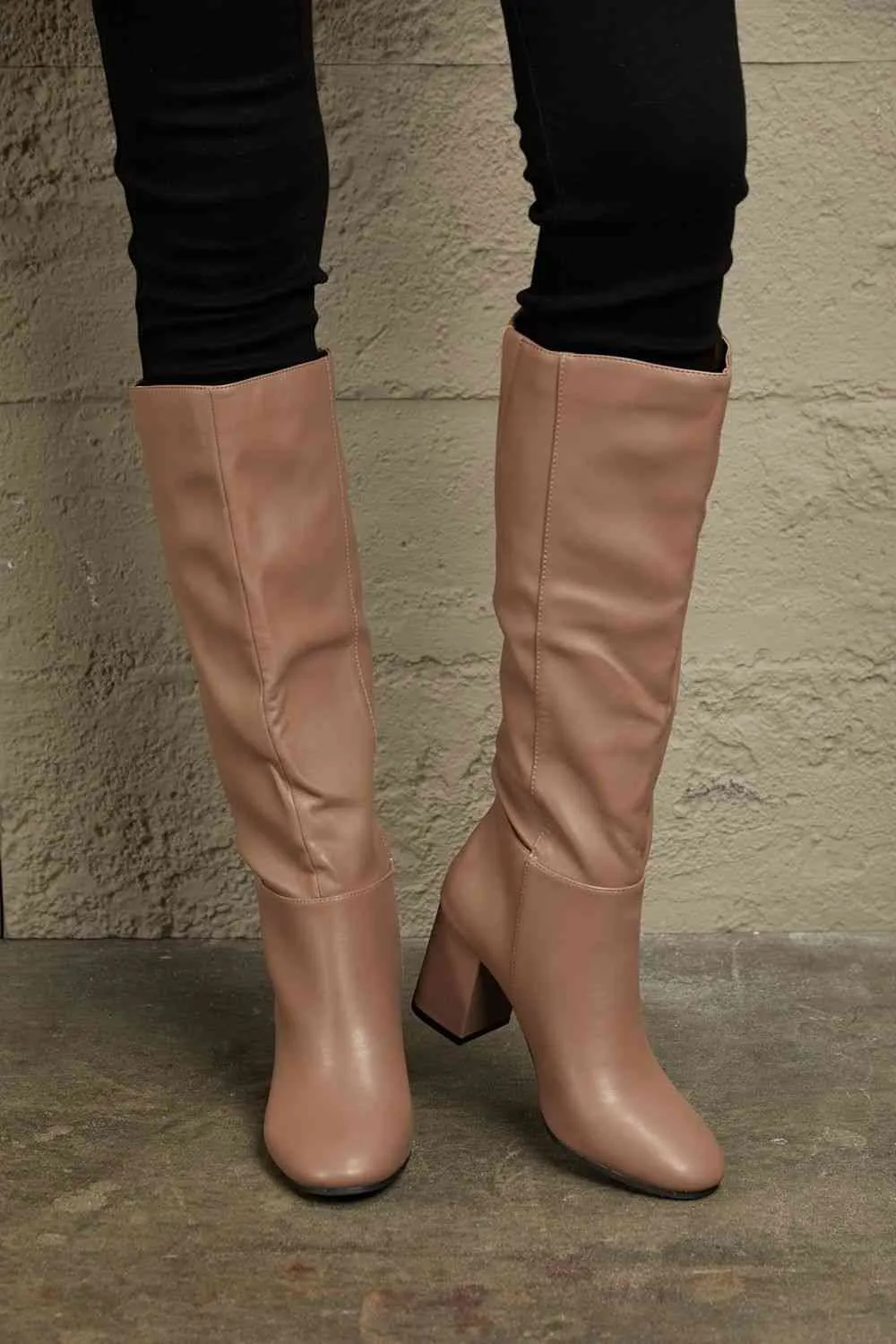 Happening Now Block Heel Knee High Boots