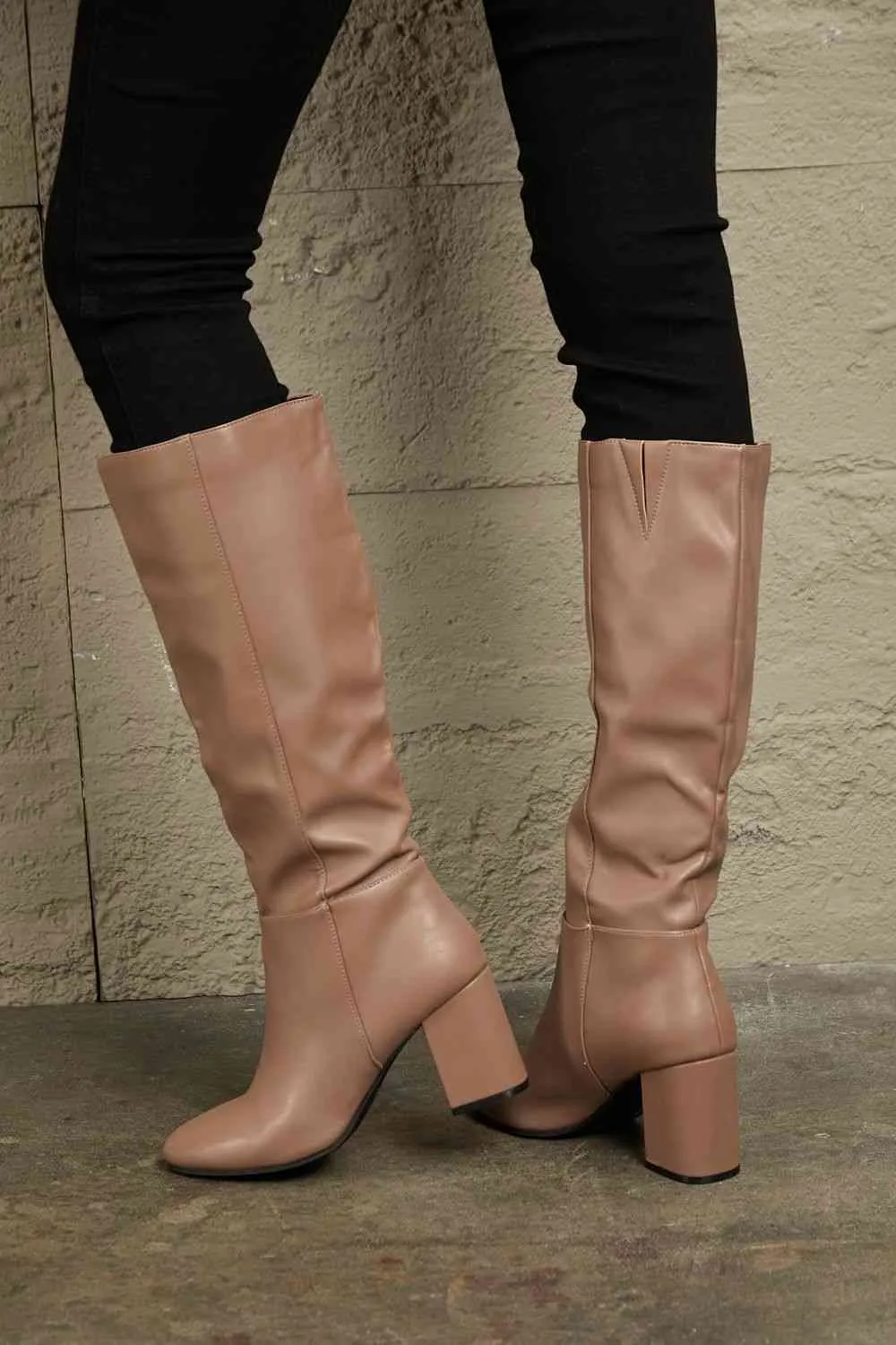 Happening Now Block Heel Knee High Boots