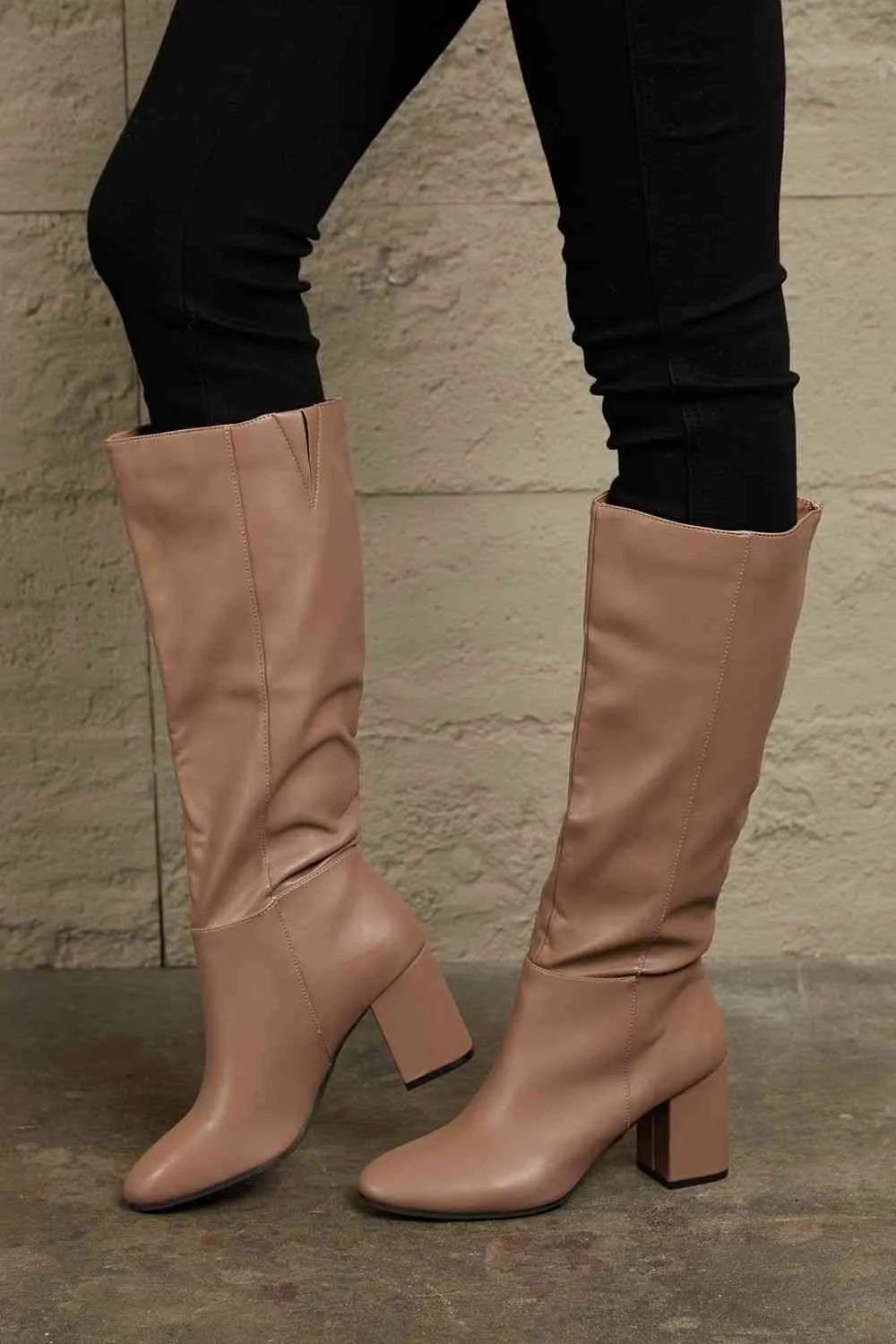 Happening Now Block Heel Knee High Boots