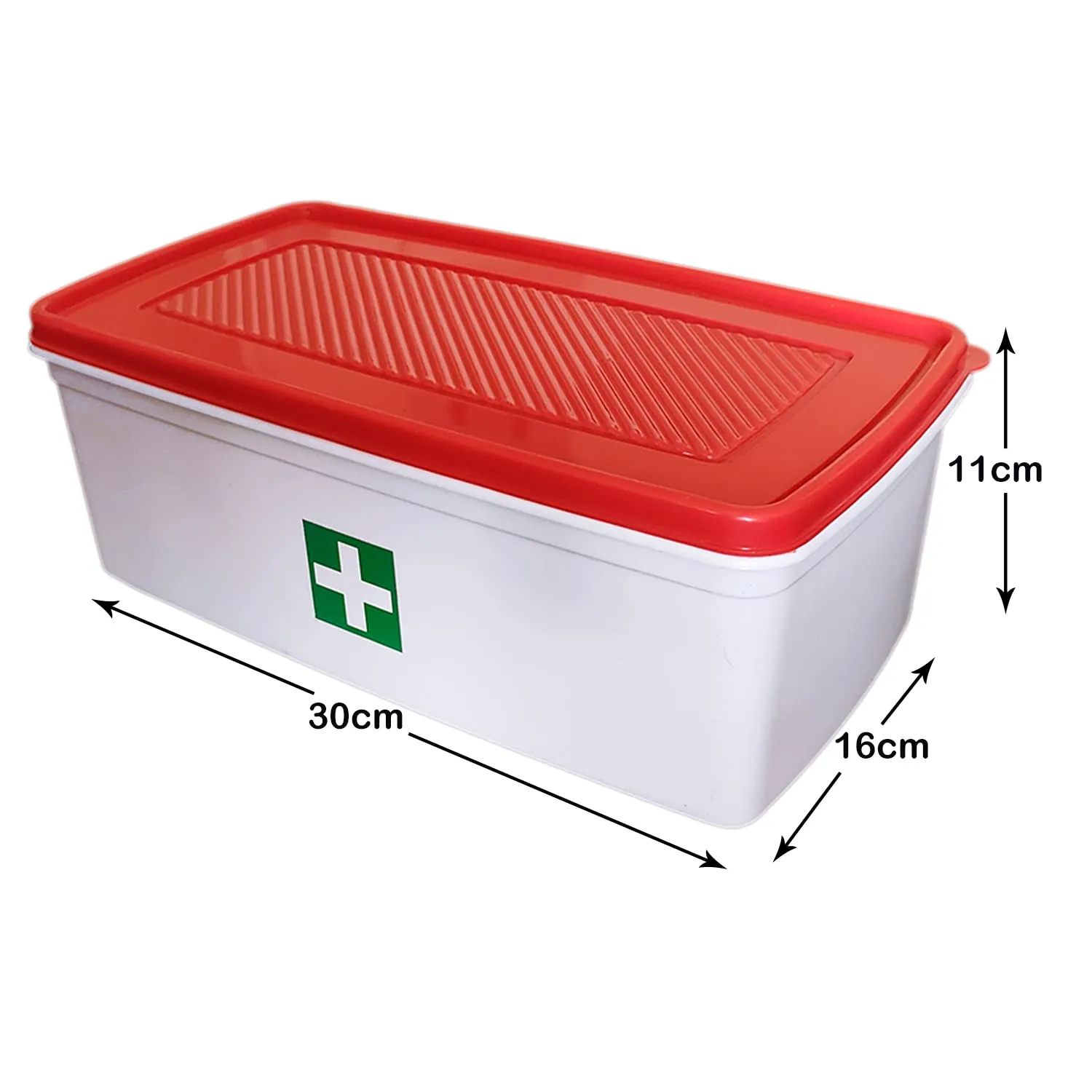 Heart Home Multiuses Plastic Medicine/First Aid Box & Lid- Pack of 2 (Red & White)-50HH01119