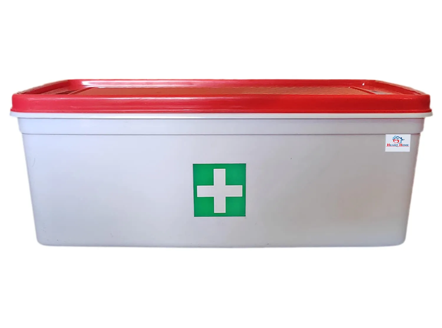 Heart Home Multiuses Plastic Medicine/First Aid Box & Lid- Pack of 2 (Red & White)-50HH01119