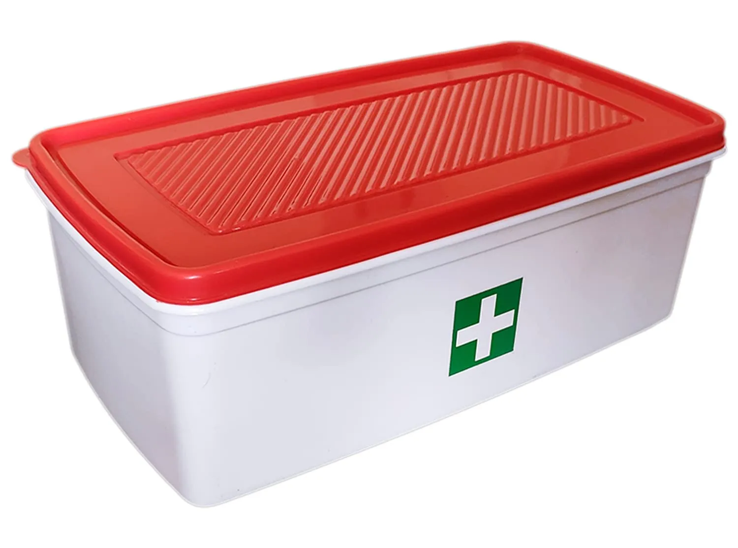 Heart Home Multiuses Plastic Medicine/First Aid Box & Lid- Pack of 2 (Red & White)-50HH01119