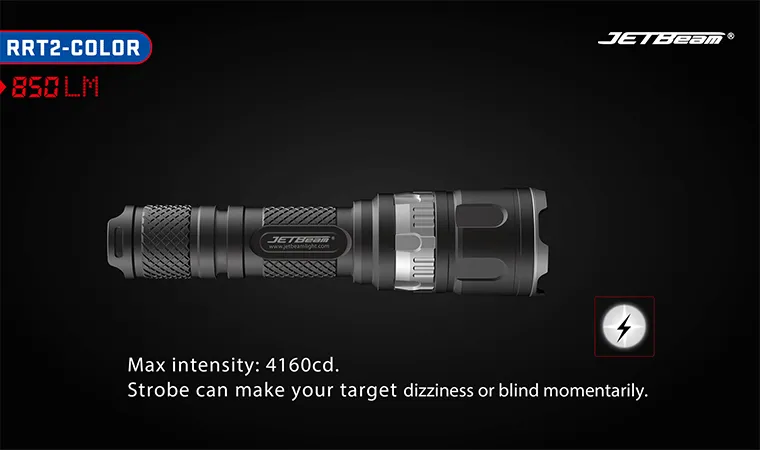 JETBeam RRT2-COLOR 1x 18650 / 2x CR123 850 Lumens CREE XP-L LED