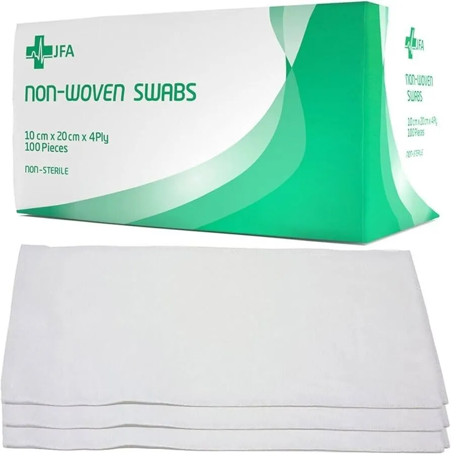 JFA Premium Non-Sterile Non-Woven 4PLY Gauze Swabs 10cm x 20cm x 100