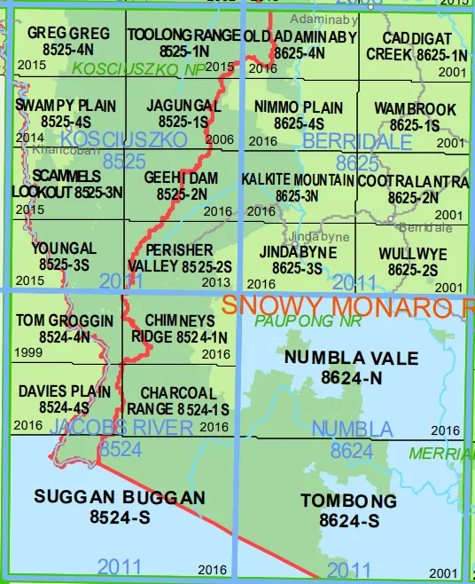 Jindabyne 8625-3-S 1:25k LPI Map Printed