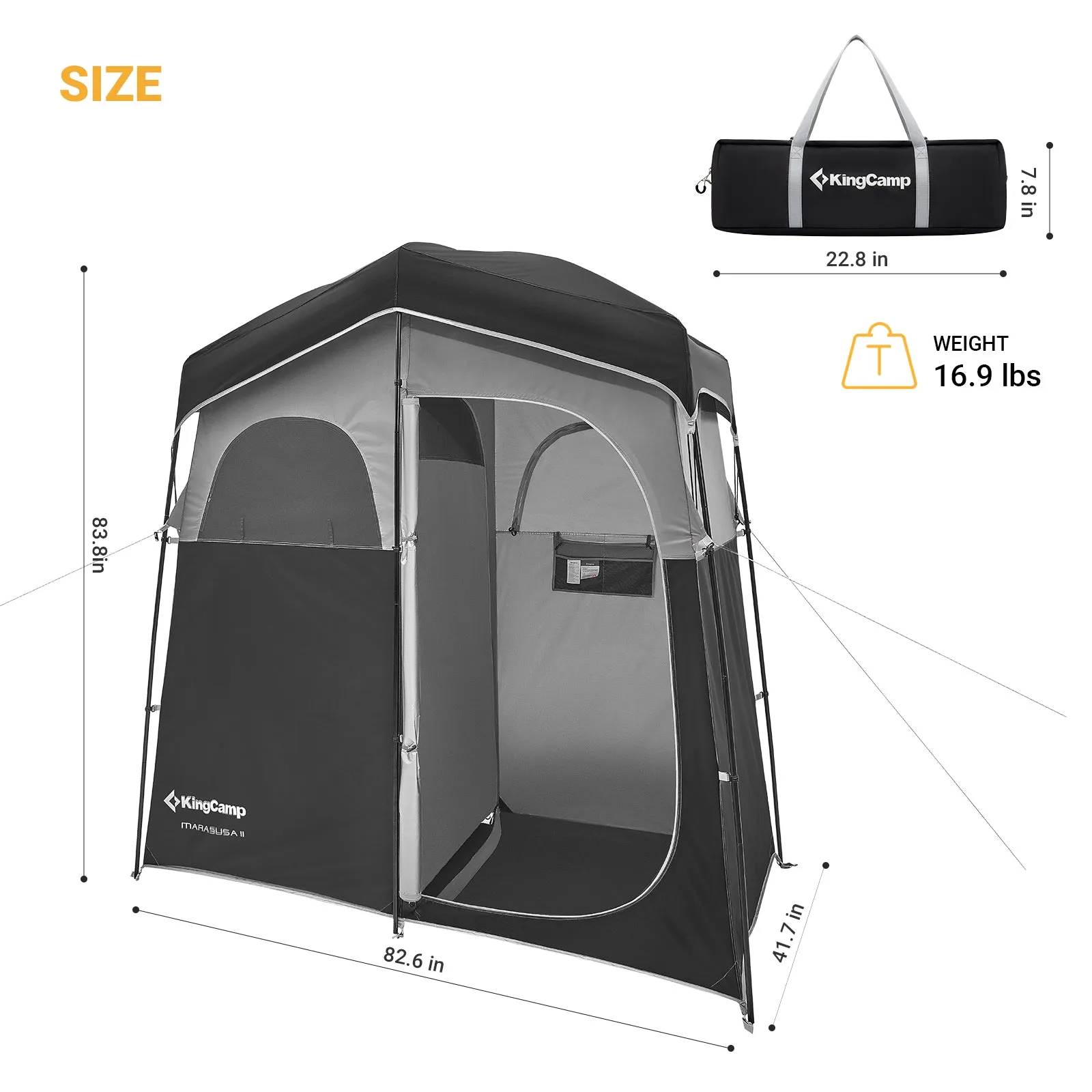 KingCamp Double Room Camping Shower Tent