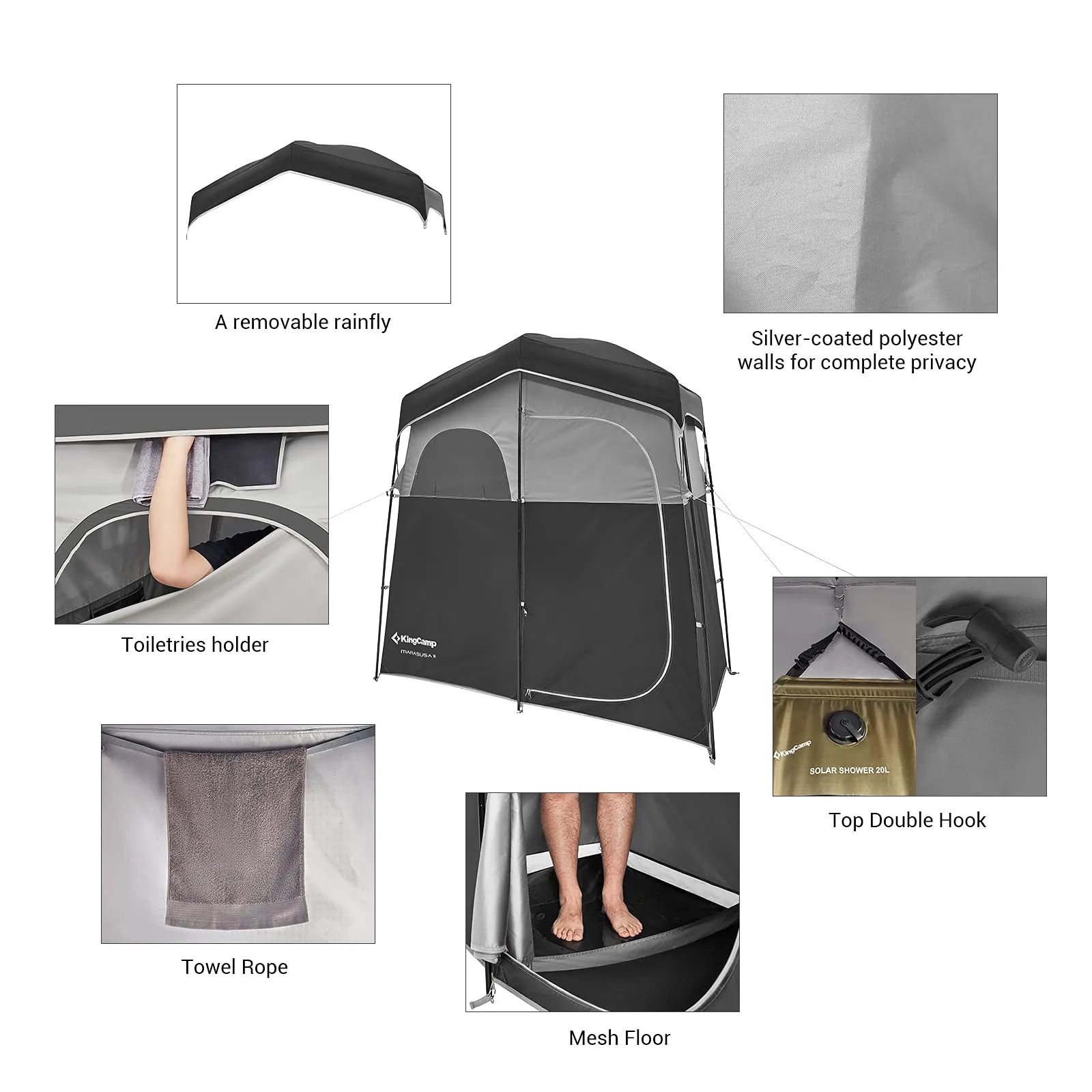 KingCamp Double Room Camping Shower Tent