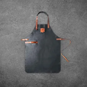 Kitchen Apron Black Leather by Flint and Flame