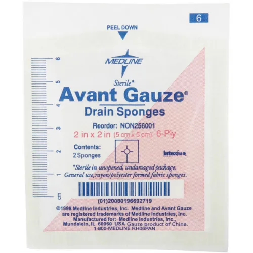 Medline Avant Drain Sponge 2" x 2" 35 Packs NON256001