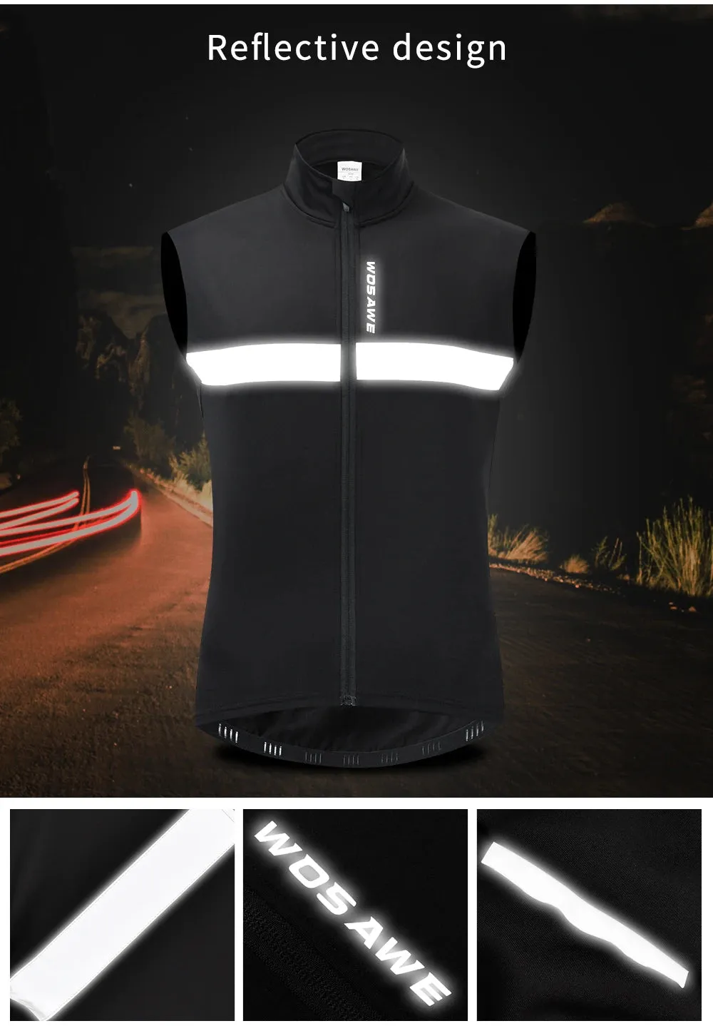 Men's Fleece Reflective Sleeveless Jacket